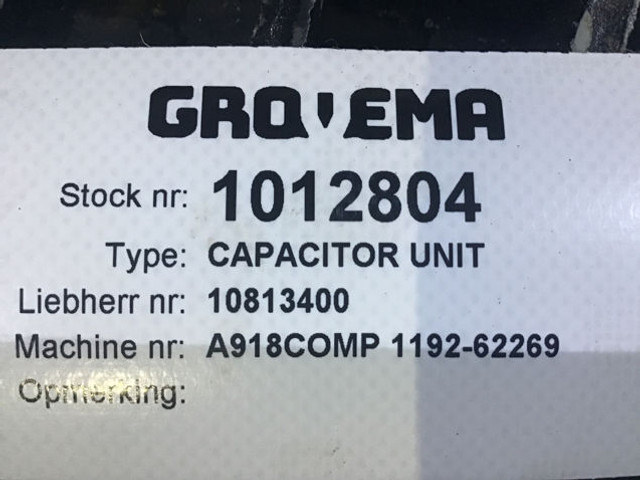 Liebherr Capacitor Unit - Gaisa kondicionēšanas daļa: foto 2 Liebherr Capacitor Unit - Gaisa kondicionēšanas daļa: foto 2