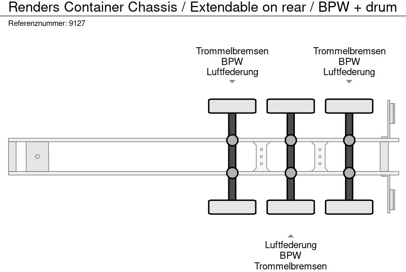Puspiekabe noņemamā virsbūve/ Konteineru vedējs Renders Container Chassis / Extendable on rear / BPW + drum: foto 9