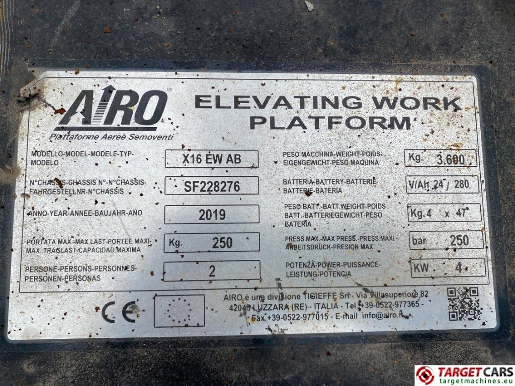 Šķērveida pacēlājs Airo X16EW Electric X16 EW Scissor Work Lift 1590cm: foto 10
