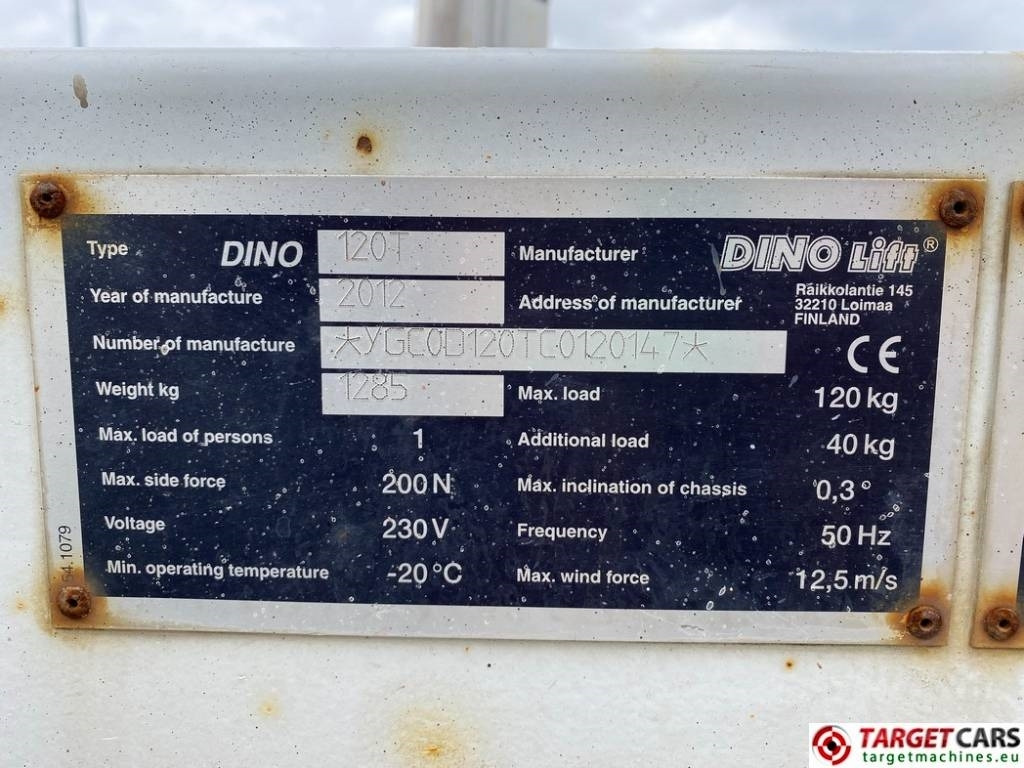 Dino Dino 120T Towable Telescopic Boom Work Lift 1200cm  līzingu Dino Dino 120T Towable Telescopic Boom Work Lift 1200cm: foto 9