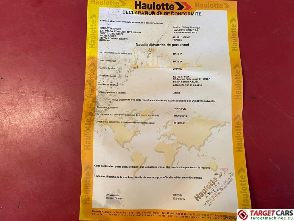 Izlices pacēlājs Haulotte HA15IP Electric Articulated Boom Work Lift 1500cm: foto 23 Izlices pacēlājs Haulotte HA15IP Electric Articulated Boom Work Lift 1500cm: foto 23