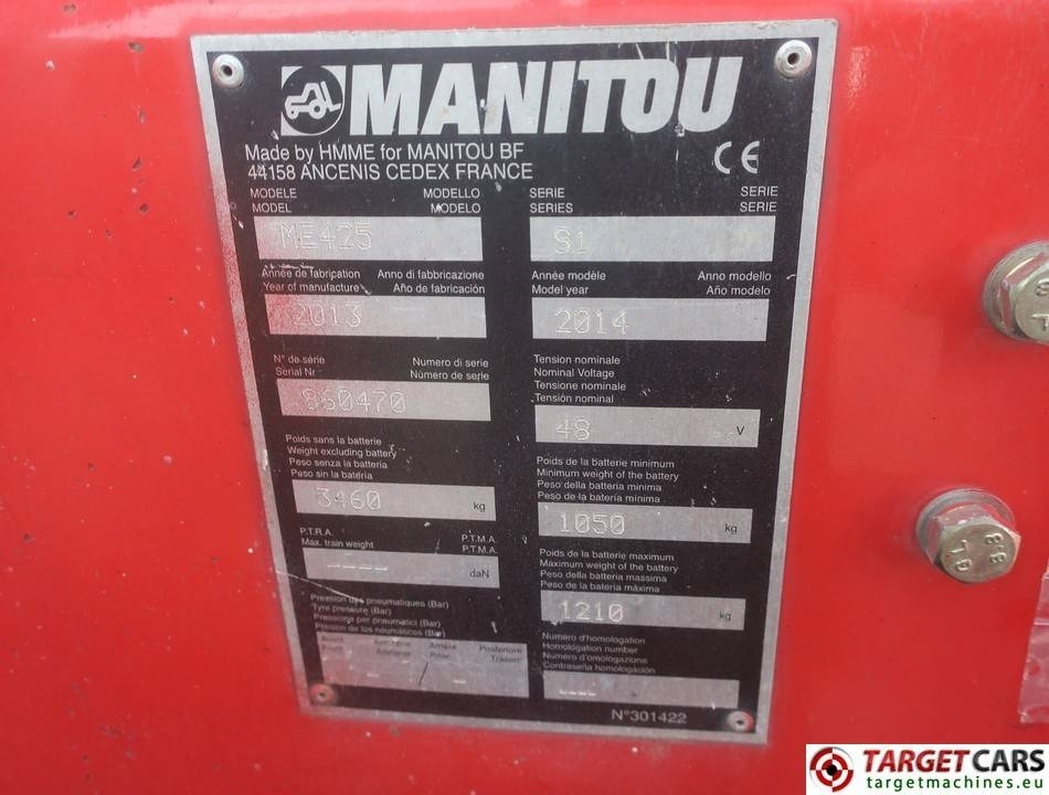 Manitou ME425 Electric 4wheel Forklift 2500KG Triplex450cm  līzingu Manitou ME425 Electric 4wheel Forklift 2500KG Triplex450cm: foto 10