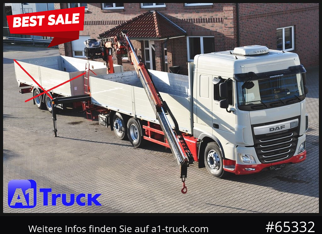 DAF XF 440, Baustoff, Terex 145.2 - Bortu kravas automašīna/ Platforma, Kravas auto ar manipulatoru: foto 1 DAF XF 440, Baustoff, Terex 145.2 - Bortu kravas automašīna/ Platforma, Kravas auto ar manipulatoru: foto 1