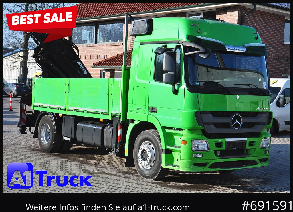 MERCEDES-BENZ Actros 1844 MP3, Kran MKG 291 HP 5+3 Funk, TÜV 06/2026 - Bortu kravas automašīna/ Platforma, Kravas auto ar manipulatoru: foto 1 MERCEDES-BENZ Actros 1844 MP3, Kran MKG 291 HP 5+3 Funk, TÜV 06/2026 - Bortu kravas automašīna/ Platforma, Kravas auto ar manipulatoru: foto 1