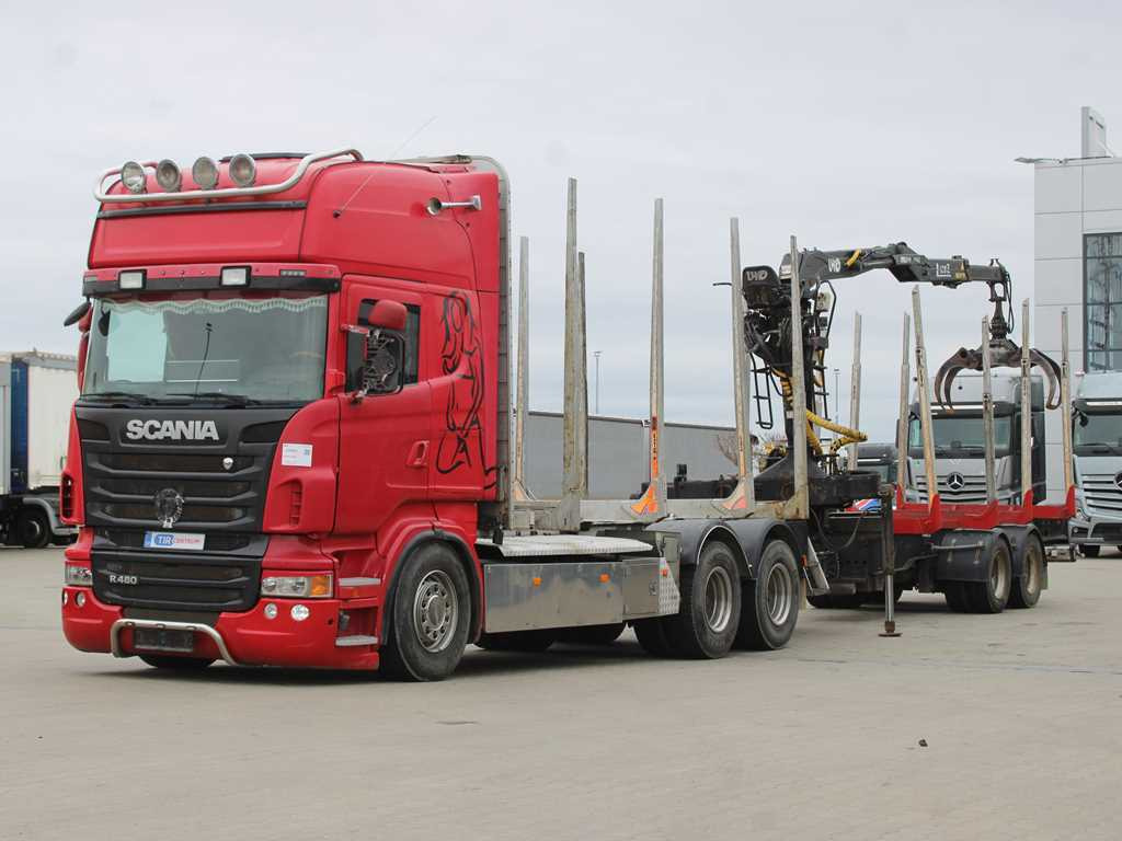 Scania R 480, HYDRAULIC ARM LHO L120Z(78), 6X4 - Kokvedējs, Kravas auto ar manipulatoru: foto 1 Scania R 480, HYDRAULIC ARM LHO L120Z(78), 6X4 - Kokvedējs, Kravas auto ar manipulatoru: foto 1