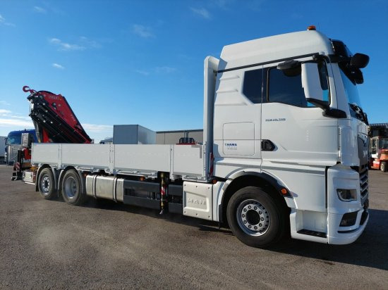 MAN TGX 26.510 LL Pritsche, Fassi F545RA.2.28XE, Containerverschlüsse, - Bortu kravas automašīna/ Platforma, Kravas auto ar manipulatoru: foto 1 MAN TGX 26.510 LL Pritsche, Fassi F545RA.2.28XE, Containerverschlüsse, - Bortu kravas automašīna/ Platforma, Kravas auto ar manipulatoru: foto 1