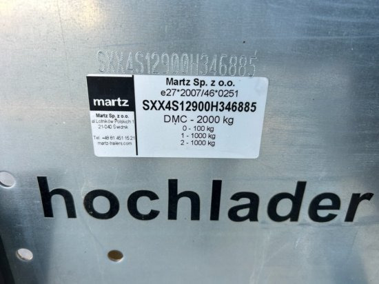 Jaunā Piekabe Martz HOCHLADER + 250/2 2T Verzinkt, Knott-Achsen, Reserverad, 3.Stk vorhanden: foto 10 Jaunā Piekabe Martz HOCHLADER + 250/2 2T Verzinkt, Knott-Achsen, Reserverad, 3.Stk vorhanden: foto 10