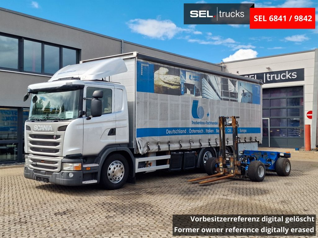 Scania G 410 /Retarder /mit Mitnahmestapler /Lenkachse - Kravas automašīna ar tentu: foto 1 Scania G 410 /Retarder /mit Mitnahmestapler /Lenkachse - Kravas automašīna ar tentu: foto 1