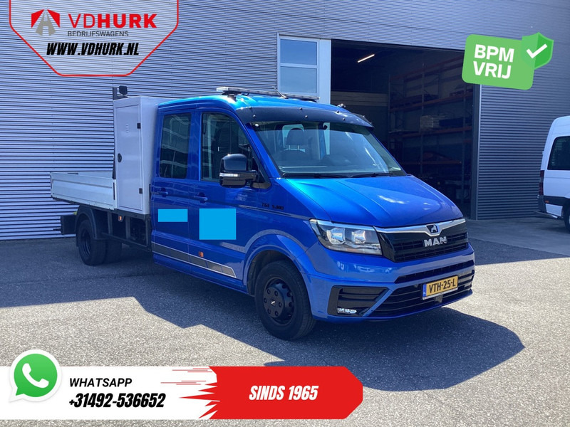 Automašīna ar kravas platformu, Kravas-pasažieru furgons MAN TGE 50 2.0 180 pk DC Dubbel Cabine BPM VRIJ! Open Laadbak/ 7 Pers./ Dubbel Lucht/ Adapt. Cruise/ 3.5t Trekverm./ Tacho/ Gev.Stoel/ C: foto 1