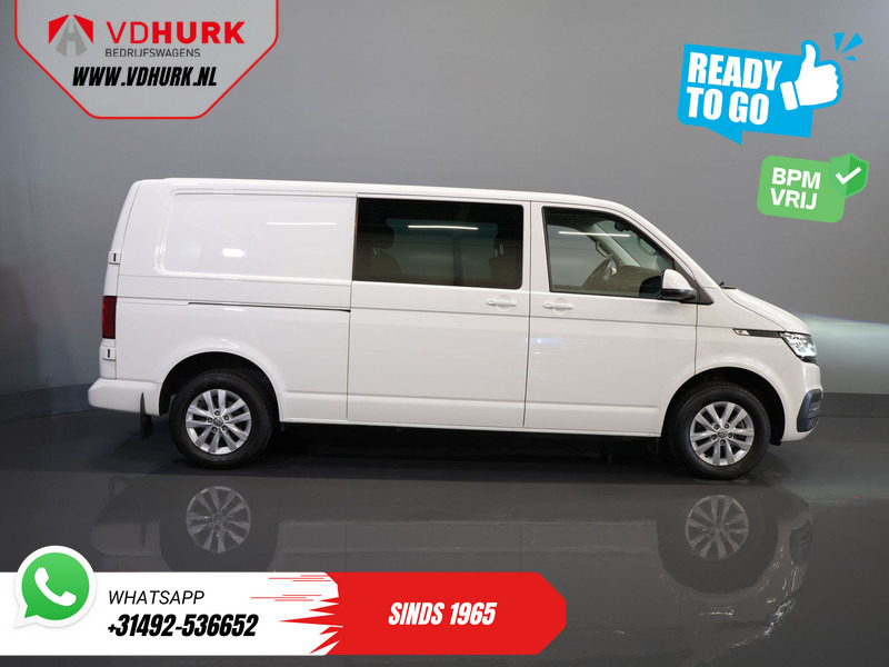 Mazs furgons, Kravas-pasažieru furgons Volkswagen Transporter 2.0 TDI 150 pk Aut. L2 DC Dubbel Cabine BPM VRIJ! Ready2Go 2xSchuifdeur/ Adapt Cruise/ LED/ Standkachel/ Stoelverw./ Carplay/ Ca: foto 11
