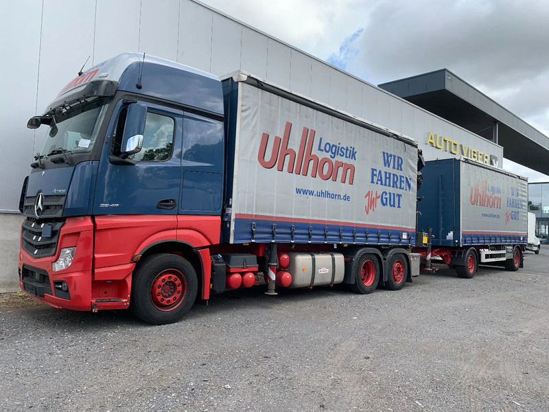 Mercedes-Benz Actros 2548 6X2 + Aanhanger*Palfinger crane*Cruise control*Airco* - Kravas automašīna ar tentu, Kravas auto ar manipulatoru: foto 1 Mercedes-Benz Actros 2548 6X2 + Aanhanger*Palfinger crane*Cruise control*Airco* - Kravas automašīna ar tentu, Kravas auto ar manipulatoru: foto 1