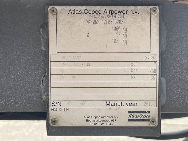 Atlas-Copco XAS 97 DD - N - Gaisa kompresors: foto 5 Atlas-Copco XAS 97 DD - N - Gaisa kompresors: foto 5