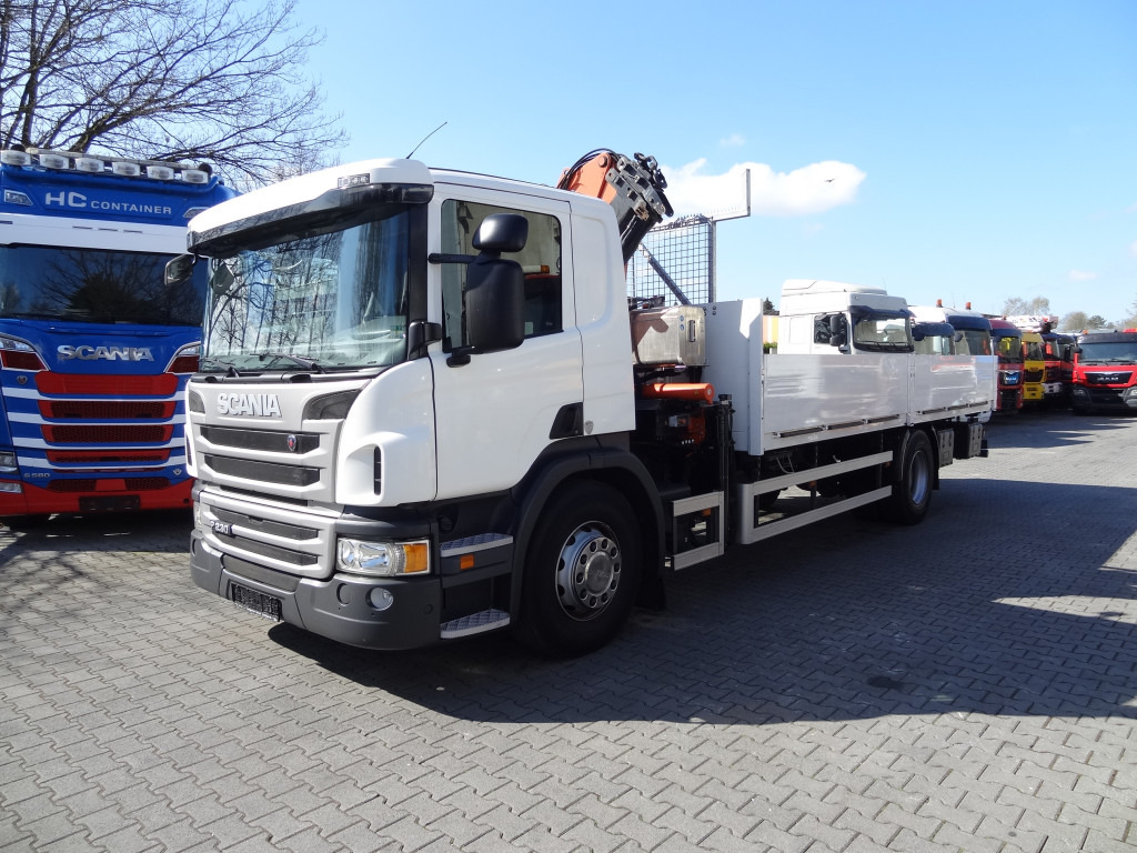 Scania P230 4X2 Kran Atlas 92.2 A2 - Bortu kravas automašīna/ Platforma, Kravas auto ar manipulatoru: foto 1 Scania P230 4X2 Kran Atlas 92.2 A2 - Bortu kravas automašīna/ Platforma, Kravas auto ar manipulatoru: foto 1