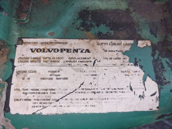 Volvo TAD1640GE Engine (Industrial) - Dzinējs - Industriālā iekārta: foto 3 Volvo TAD1640GE Engine (Industrial) - Dzinējs - Industriālā iekārta: foto 3