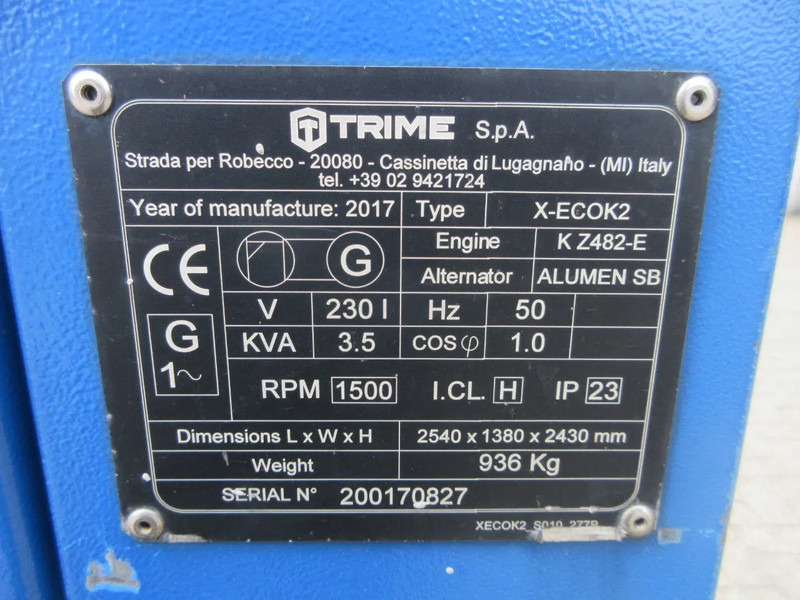 Apgaismojuma stabs Kubota TRIME X-ECOK2 ENGINE K Z482-E LICHTMAGINE STROOMAGGERAAT 2017: foto 12