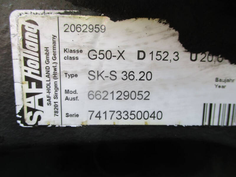 SAF G 50-X D 152,3 TYPE SK-S 36.20 G 50-X D 152,3 TYPE SK-S 36.20 SAF HOLLAND KOM VAN MAN - Seglierīce - Kravas automašīna: foto 4 SAF G 50-X D 152,3 TYPE SK-S 36.20 G 50-X D 152,3 TYPE SK-S 36.20 SAF HOLLAND KOM VAN MAN - Seglierīce - Kravas automašīna: foto 4