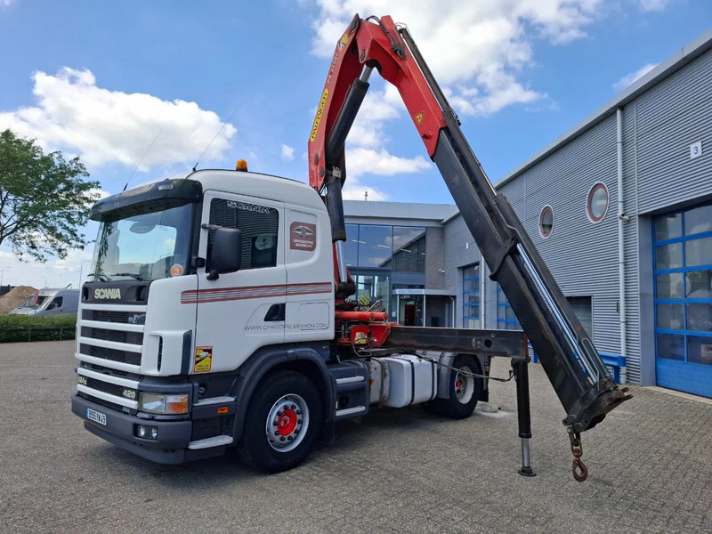 Scania 124G-420 / RETARDER / PALFINGER PK32080 / DOUBLE TANK / AIRCO / GOOD CONDITION / MANUAL / EURO-3 / 2004 - Kravas auto ar manipulatoru: foto 1 Scania 124G-420 / RETARDER / PALFINGER PK32080 / DOUBLE TANK / AIRCO / GOOD CONDITION / MANUAL / EURO-3 / 2004 - Kravas auto ar manipulatoru: foto 1