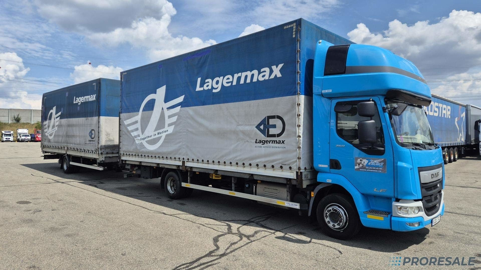 DAF LF 260 FA EURO 6 valník s plachtou + hydraulické čelo - prodejné jen s přívěsem GTS P0471Z - cena je za celou soupravu - Kravas automašīna ar tentu: foto 1 DAF LF 260 FA EURO 6 valník s plachtou + hydraulické čelo - prodejné jen s přívěsem GTS P0471Z - cena je za celou soupravu - Kravas automašīna ar tentu: foto 1