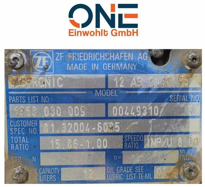 Getriebe MAN TGA, TGS, ZF 12AS 2130TD, 12AS2130DD - Pārnesumkārba - Kravas automašīna: foto 3 Getriebe MAN TGA, TGS, ZF 12AS 2130TD, 12AS2130DD - Pārnesumkārba - Kravas automašīna: foto 3