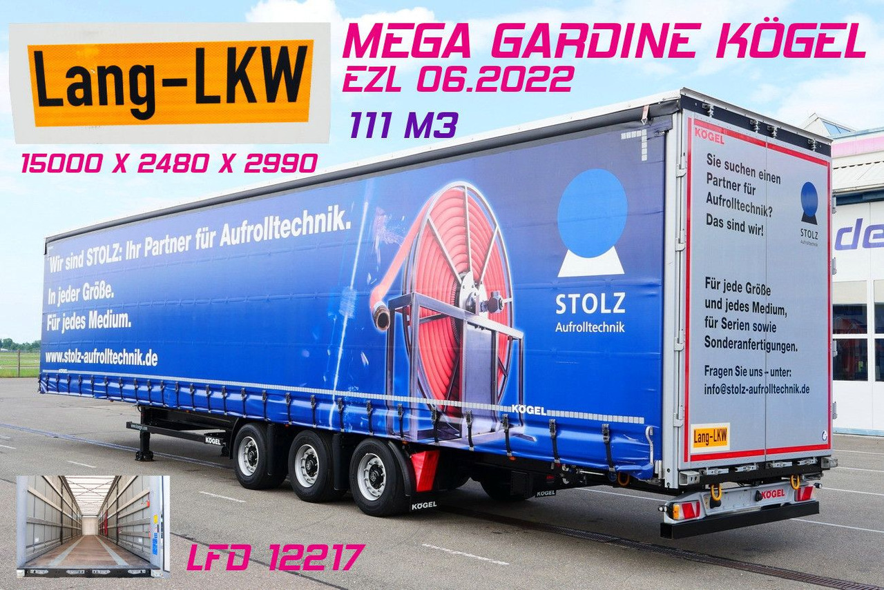Kögel S24/1/ LANG LKW MEGA / HUBDACH / 2 x liftachse - Tenta puspiekabe: foto 1 Kögel S24/1/ LANG LKW MEGA / HUBDACH / 2 x liftachse - Tenta puspiekabe: foto 1