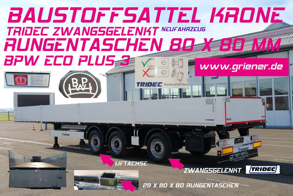 Krone SDP 27/BAUSTOFF/TRIDEC/BPW/RUNGENTASCHEN LIFT - Bortu puspiekabe/ Platforma: foto 1 Krone SDP 27/BAUSTOFF/TRIDEC/BPW/RUNGENTASCHEN LIFT - Bortu puspiekabe/ Platforma: foto 1