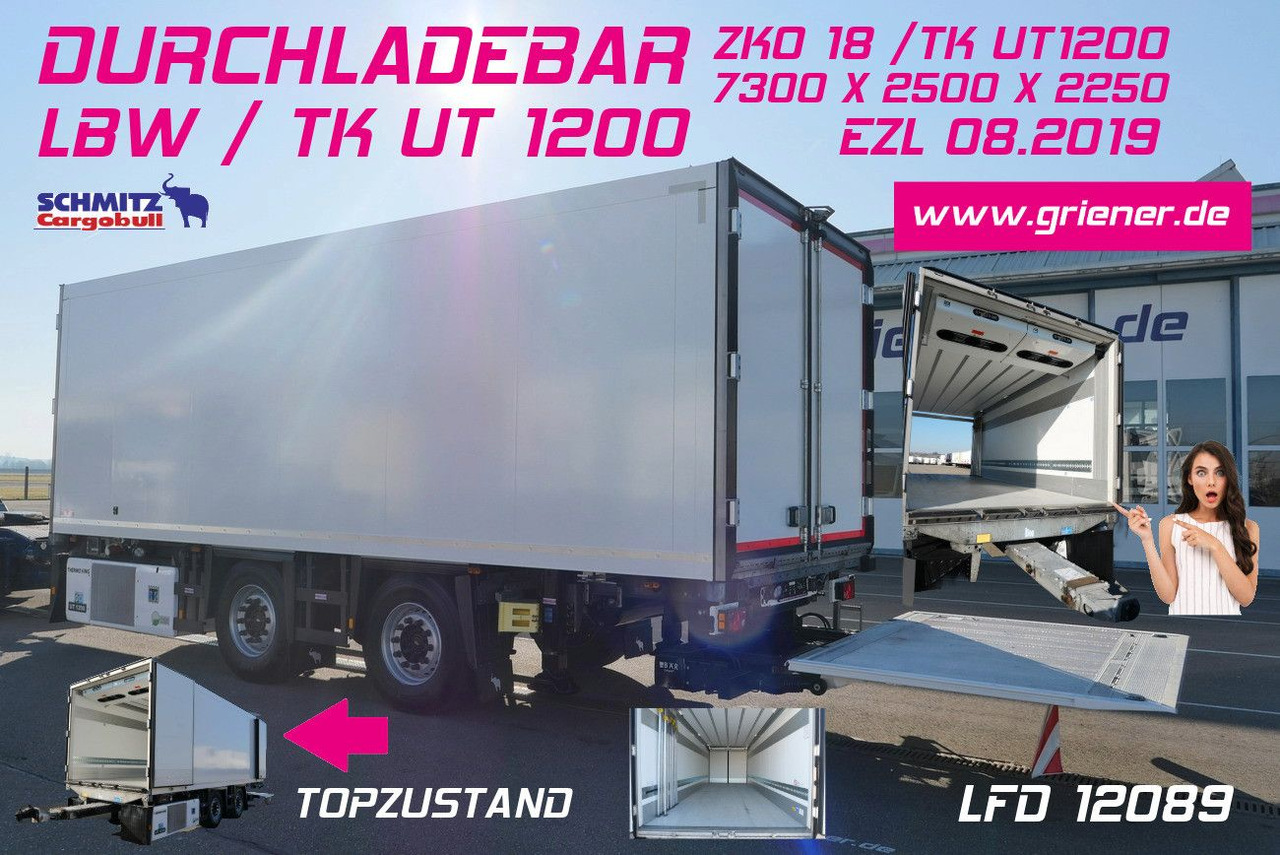 Schmitz Cargobull ZKO 18 /TK UT1200 /DURCHLADEBAR /LBW /7,30 - Piekabe refrižerators: foto 1 Schmitz Cargobull ZKO 18 /TK UT1200 /DURCHLADEBAR /LBW /7,30 - Piekabe refrižerators: foto 1