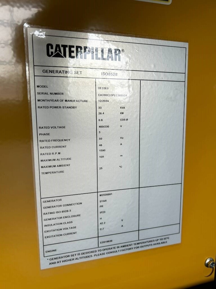 CAT DE33E0 - 33 kVA Generator - DPX-18004 - Elektroģenerators: foto 5 CAT DE33E0 - 33 kVA Generator - DPX-18004 - Elektroģenerators: foto 5