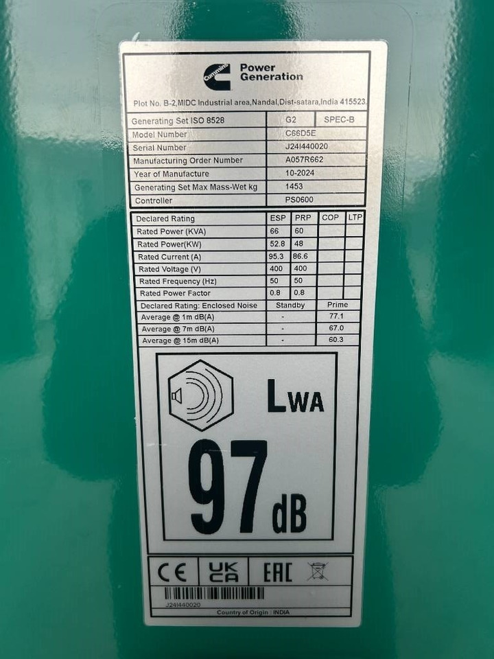 Cummins C66D5EQ - 66 kVA Generator - DPX-18507-Q  līzingu Cummins C66D5EQ - 66 kVA Generator - DPX-18507-Q: foto 7