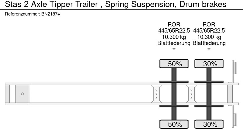 Puspiekabe pašizgāzējs Stas 2 Axle Tipper Trailer , Spring Suspension, Drum brakes: foto 12