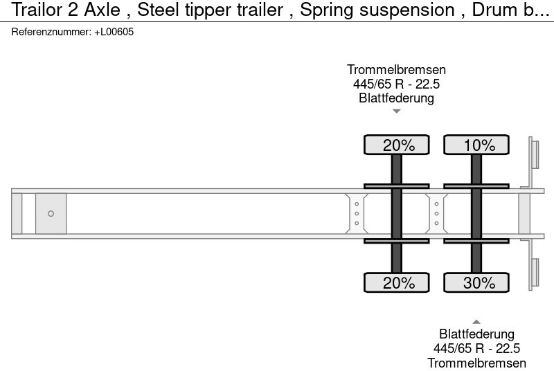 Puspiekabe pašizgāzējs Trailor 2 Axle , Steel tipper trailer , Spring suspension , Drum brakes: foto 12