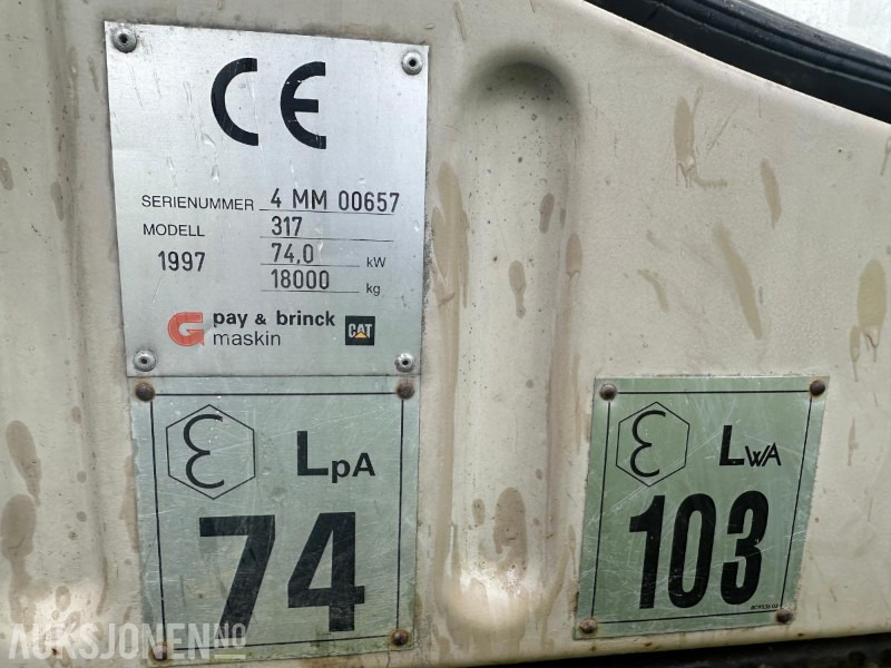 1997 Cat 317 GRAVEMASKIN - 11607 Timer - Ekskavators: foto 3 1997 Cat 317 GRAVEMASKIN - 11607 Timer - Ekskavators: foto 3