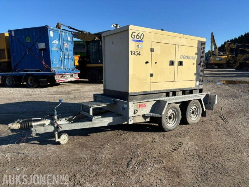 2014 Doosan G60 strømaggregat 60 kVA med 2 akslet henger - Celtniecības maisītājs: foto 1 2014 Doosan G60 strømaggregat 60 kVA med 2 akslet henger - Celtniecības maisītājs: foto 1