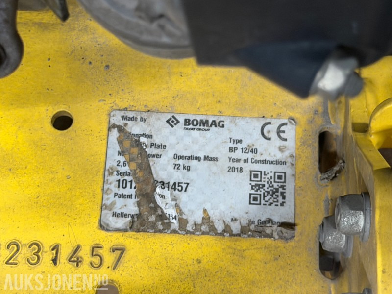 2018 Bomag BP 12/40 vibroplate - Veltnis: foto 4 2018 Bomag BP 12/40 vibroplate - Veltnis: foto 4