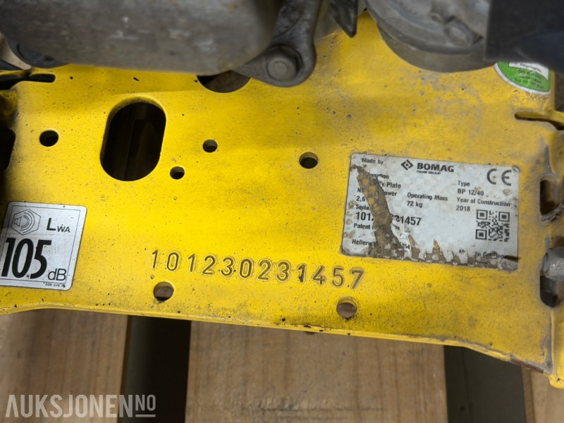 2018 Bomag BP 12/40 vibroplate - Veltnis: foto 5 2018 Bomag BP 12/40 vibroplate - Veltnis: foto 5