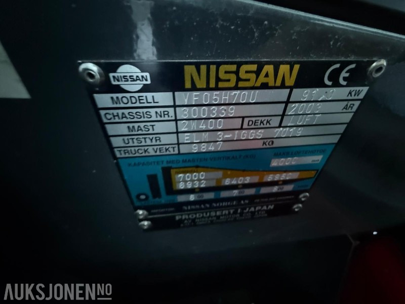 Iekraušanas tehnika 2003 Nissan VF05H70U Motvektstruck - 7 Tonn løftevekt - Nye batteri - 9578T: foto 23