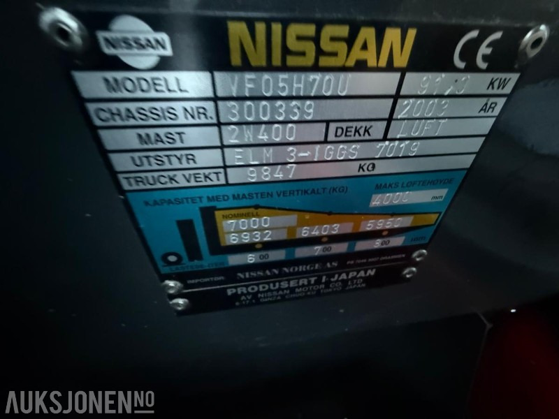 Iekraušanas tehnika 2003 Nissan VF05H70U Motvektstruck - 7 Tonn løftevekt - Nye batteri - 9578T: foto 24