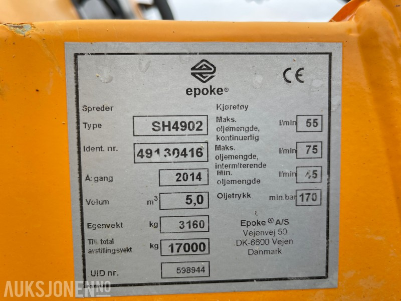 2014 Epoke Sirius Combi AST Saltspreder 5m3 salt 8600 l - Kravas automašīna: foto 5 2014 Epoke Sirius Combi AST Saltspreder 5m3 salt 8600 l - Kravas automašīna: foto 5