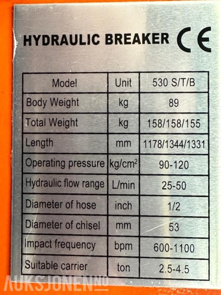 NY KM 530 PIGGHAMMER s40-FESTE CE merket FABRIKKGARANTI - Hidrauliskais āmurs: foto 4 NY KM 530 PIGGHAMMER s40-FESTE CE merket FABRIKKGARANTI - Hidrauliskais āmurs: foto 4