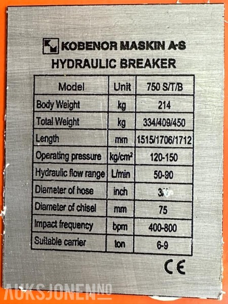 NY KM 750 Pigghammer s40/s50 CE merket FABRIKKGARANTI - Hidrauliskais āmurs: foto 3 NY KM 750 Pigghammer s40/s50 CE merket FABRIKKGARANTI - Hidrauliskais āmurs: foto 3