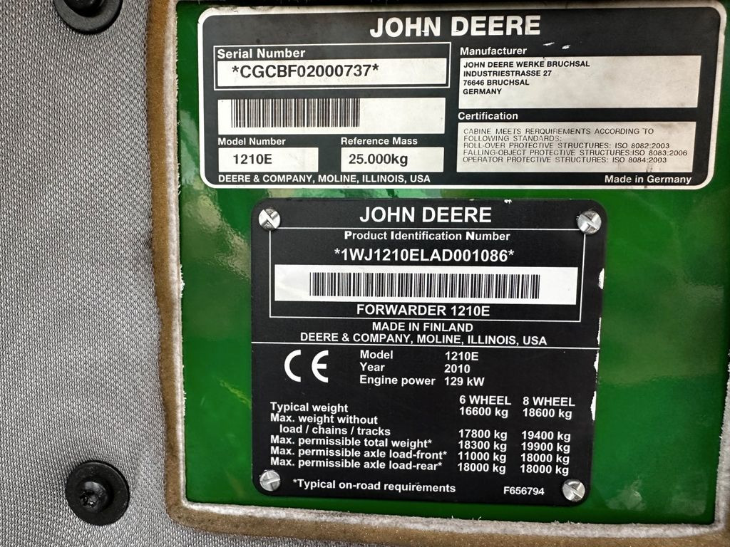 Forvarders John Deere 1210E 10m CF710 KRAN: foto 18