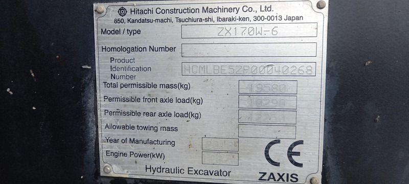 Riteņu ekskavators Hitachi ZX170W-6: foto 16