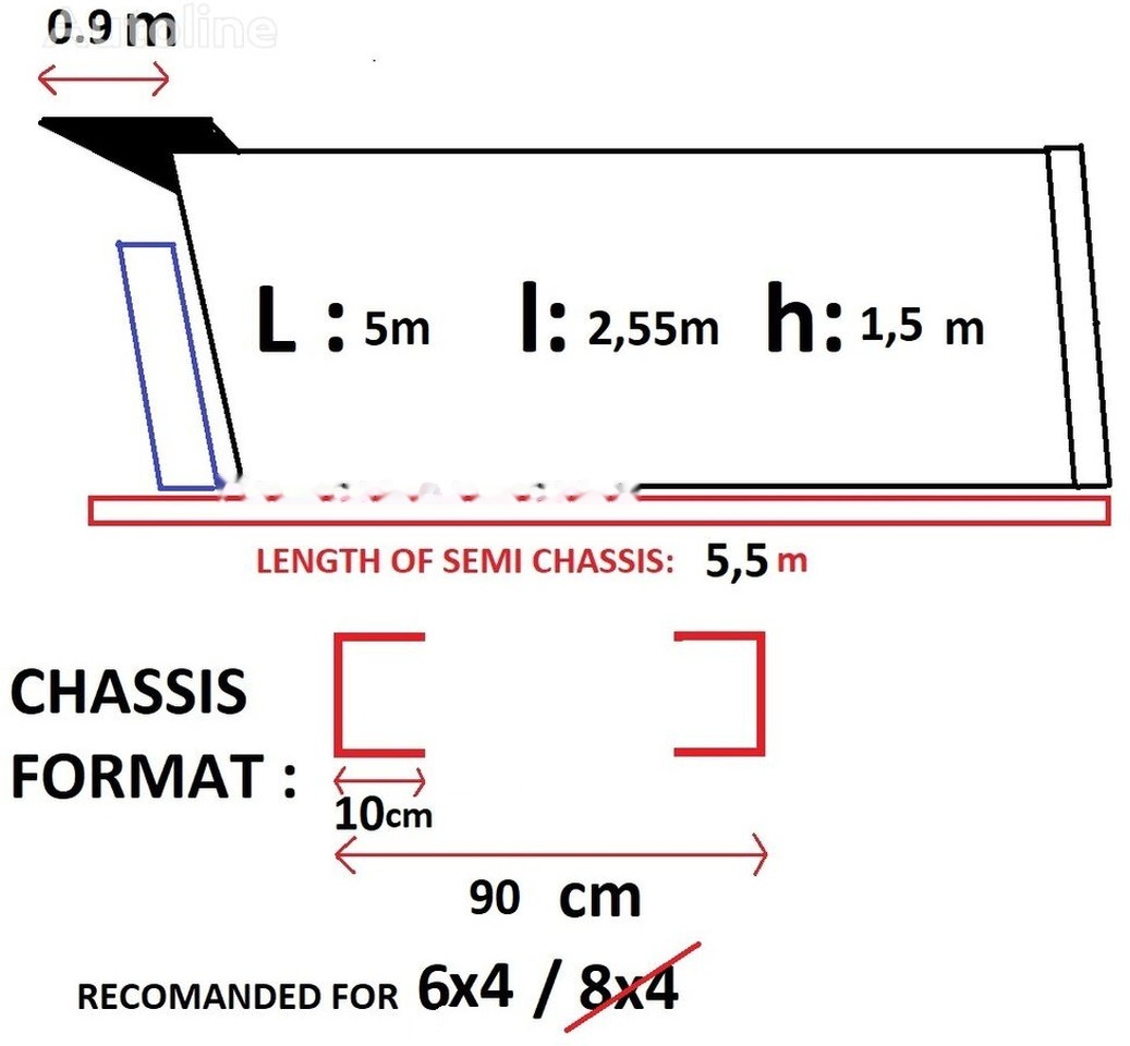 Bena 8x4 cu semissiu si cilindru : 5,5 m lungime semisasiu - Virsbūve un ārpuse - Kravas automašīna: foto 2 Bena 8x4 cu semissiu si cilindru : 5,5 m lungime semisasiu - Virsbūve un ārpuse - Kravas automašīna: foto 2