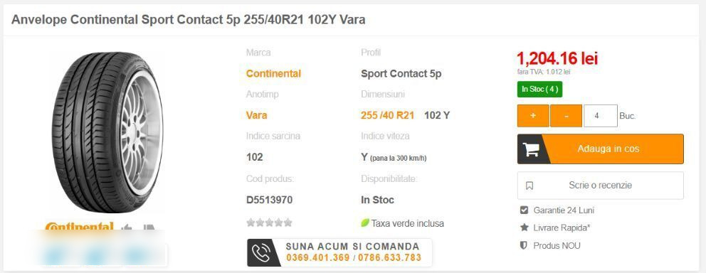 Jaunā Ritenis Continental NOI NOU ContisportContact 255 / 40 ZR 21: foto 6 Jaunā Ritenis Continental NOI NOU ContisportContact 255 / 40 ZR 21: foto 6