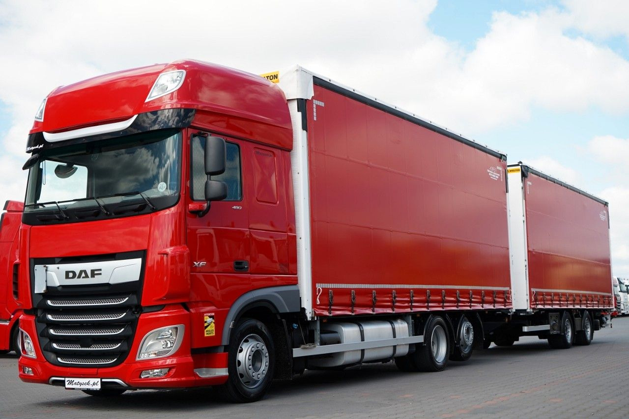 DAF XF 480 / ZESTAW TANDEM / 120 M3 / PRZEJAZDOWY / - Kravas automašīna ar tentu: foto 2 DAF XF 480 / ZESTAW TANDEM / 120 M3 / PRZEJAZDOWY / - Kravas automašīna ar tentu: foto 2