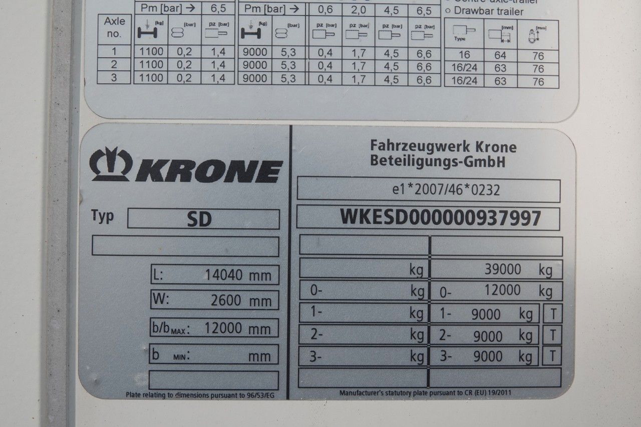 Puspiekabe refrižerators Krone CHŁODNIA  / CARRIER VECTOR 1550 / DOPPELSTOCK /: foto 19