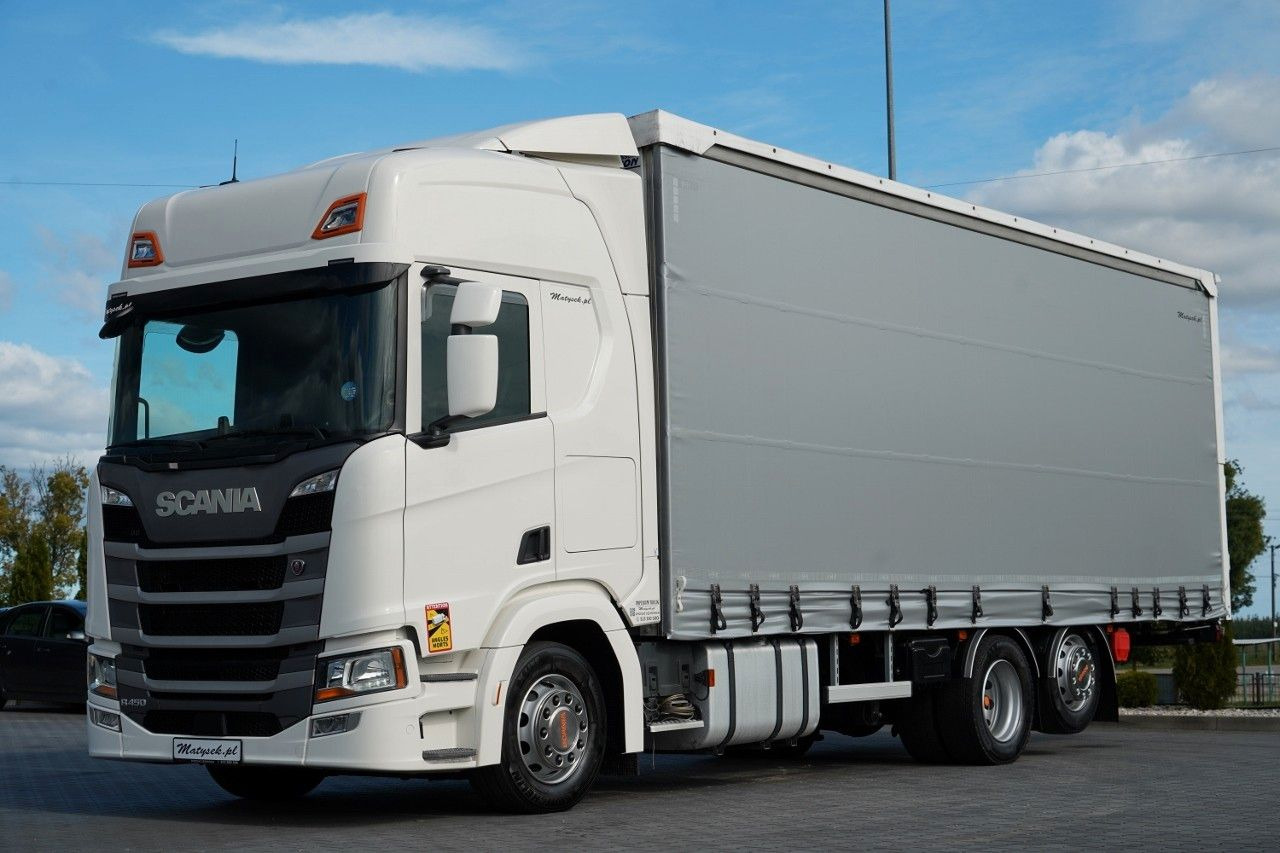 Scania R 450 / MEGA / 6x2 / FIRANKA - 8,2 m / SOLÓWKA / - Kravas automašīna ar tentu: foto 1 Scania R 450 / MEGA / 6x2 / FIRANKA - 8,2 m / SOLÓWKA / - Kravas automašīna ar tentu: foto 1