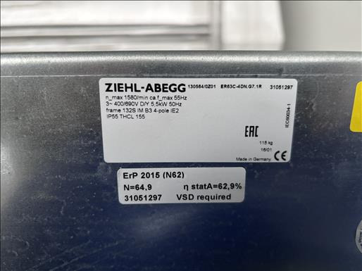 Ziehl Abegg ER63C4DN Centrifugal fan - Pārtikas iekārta: foto 5 Ziehl Abegg ER63C4DN Centrifugal fan - Pārtikas iekārta: foto 5