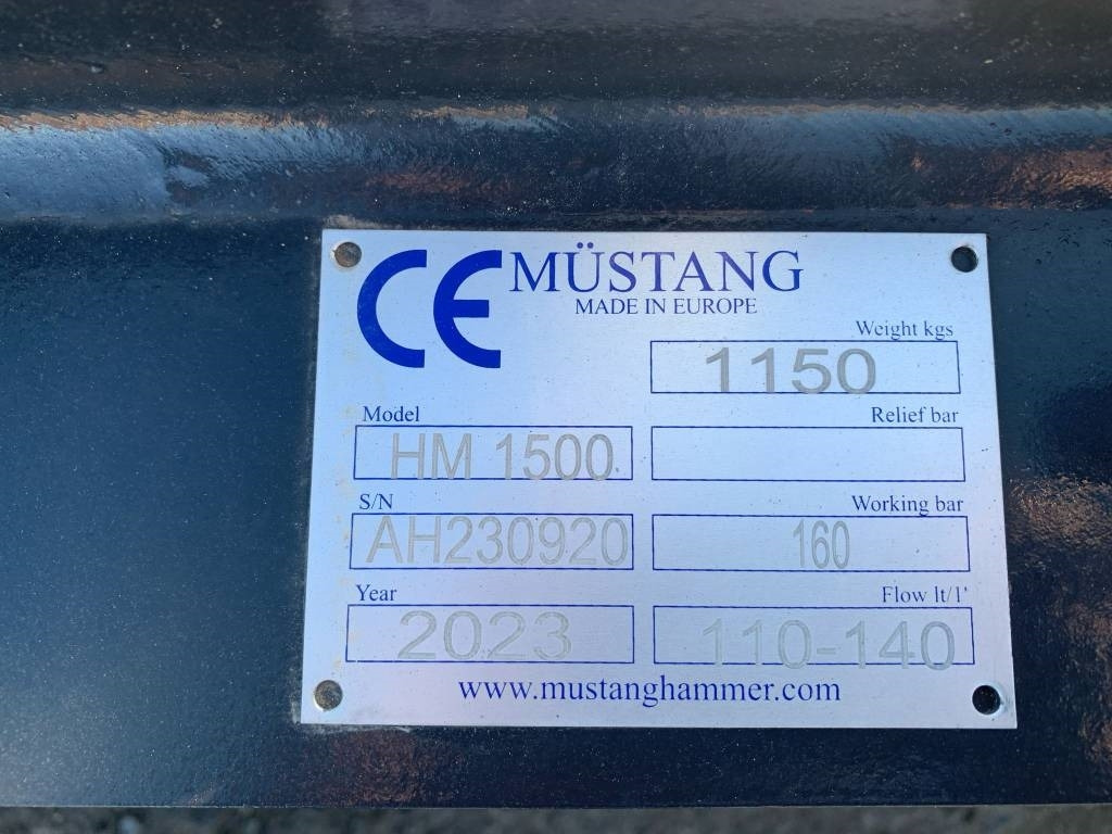Mustang HM1500 - Hidrauliskais āmurs - Celtniecības tehnika: foto 3 Mustang HM1500 - Hidrauliskais āmurs - Celtniecības tehnika: foto 3