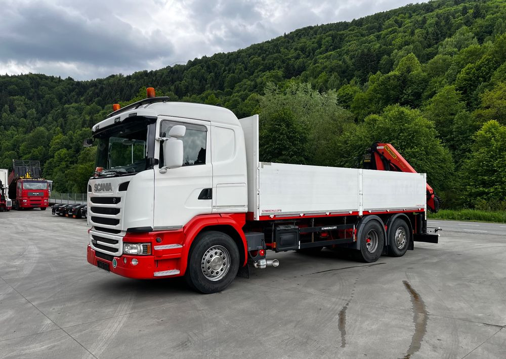 Scania G450 // 6x2// Skrzynia 6.40x2.49 // HDS Palfinger // Oś skrętna podnoszona // - Bortu kravas automašīna/ Platforma, Kravas auto ar manipulatoru: foto 2 Scania G450 // 6x2// Skrzynia 6.40x2.49 // HDS Palfinger // Oś skrętna podnoszona // - Bortu kravas automašīna/ Platforma, Kravas auto ar manipulatoru: foto 2