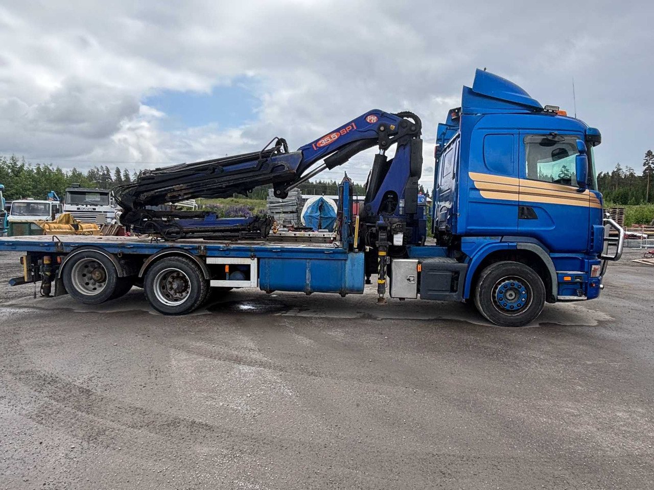Truck Scania R 164 460 + crane PM 35.5 SP - Bortu kravas automašīna/ Platforma, Kravas auto ar manipulatoru: foto 4 Truck Scania R 164 460 + crane PM 35.5 SP - Bortu kravas automašīna/ Platforma, Kravas auto ar manipulatoru: foto 4
